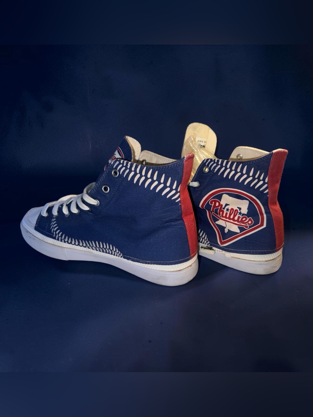 Converse Navy and Red Phillies High-Top Sneakers